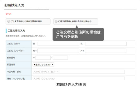 お届け先入力